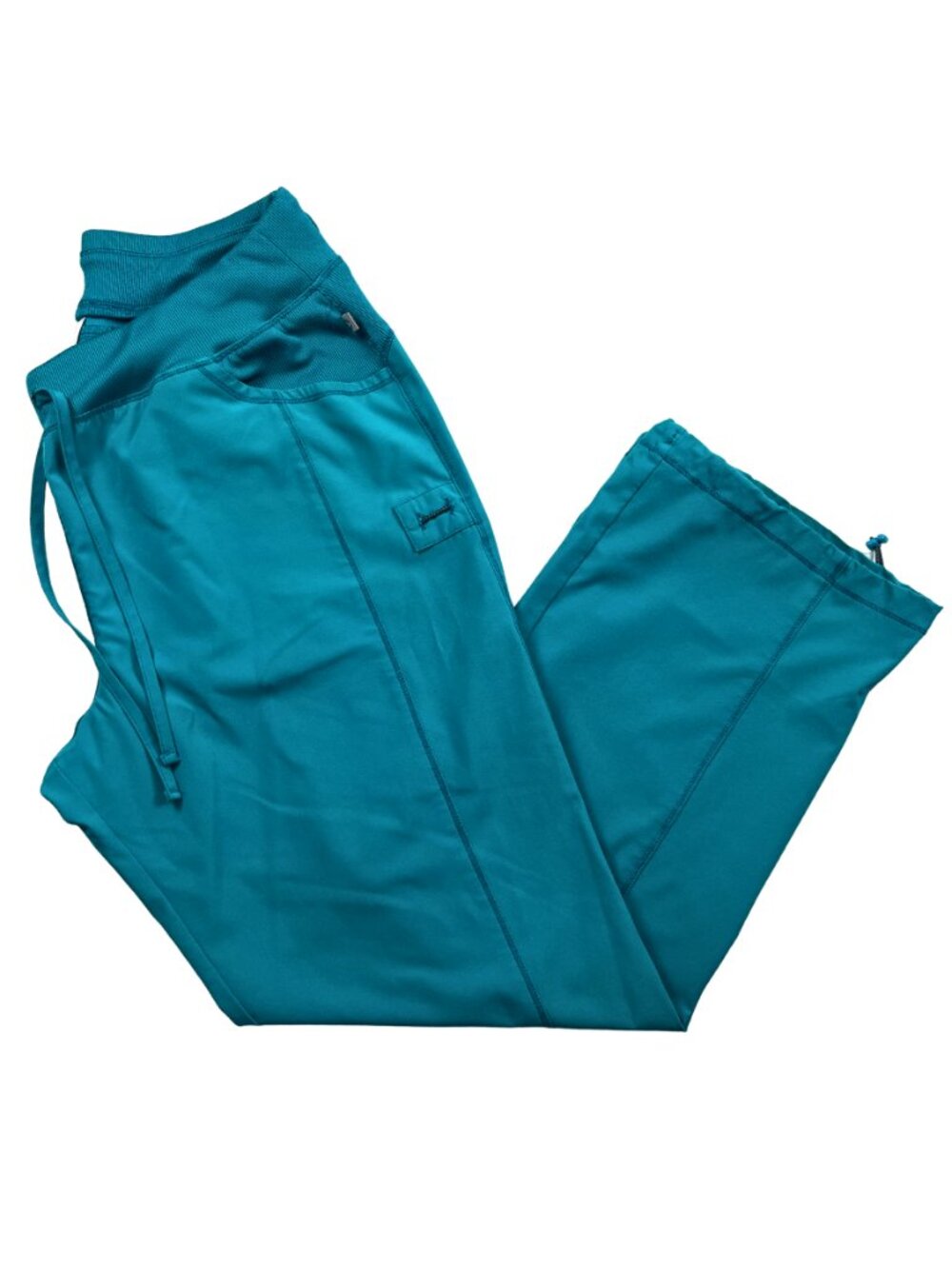 Landau Women's XL Teal Stretch Scrub Pants Drawstring Cargo Medical Uniform